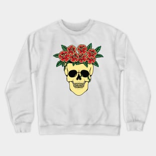 head skull pot with rose Crewneck Sweatshirt